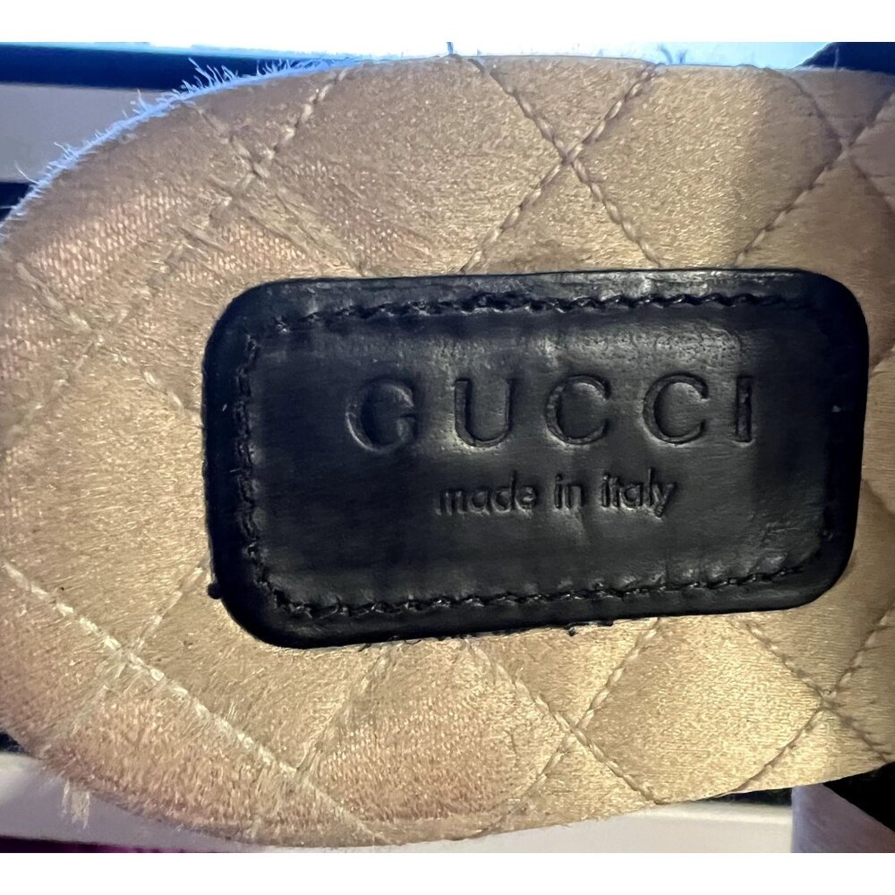 GUCCI Lawrence Princetown Slides Mules Snake Black Velvet Women's Size 37.5 Exce - Picture 8 of 12